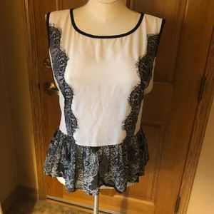 Lace detail peplum top